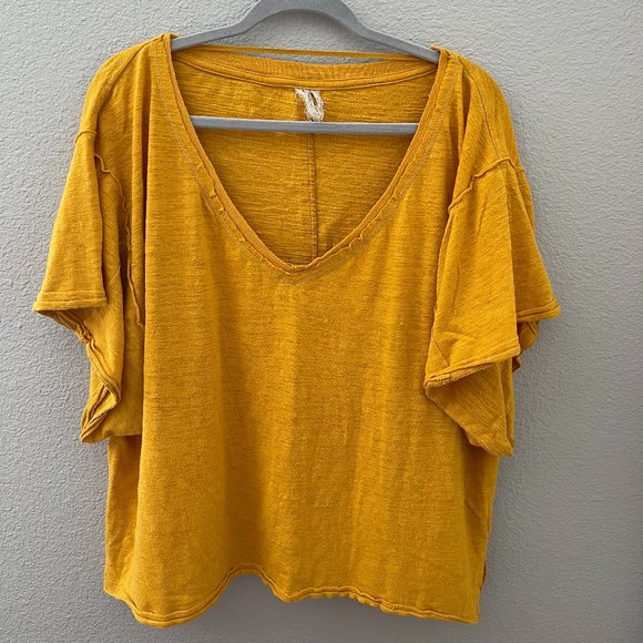 SALE | Free People - Yellow V-Neck - Picture 1 of 3